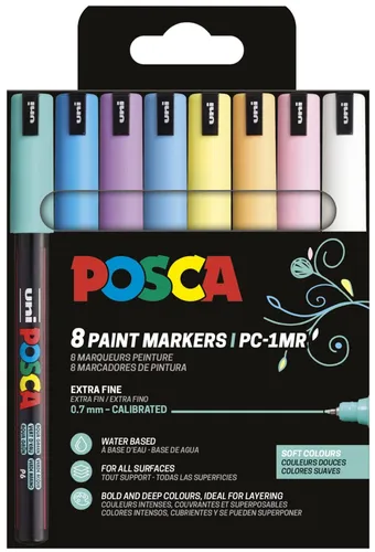 POSCA Pigmentmarker PC1MR, softe Farben, 8er Etui 8