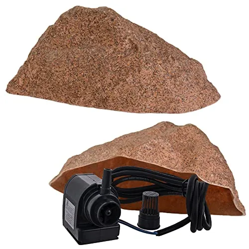 Findlinge Steine für Garten, Kunststein, Abdeckstein - Steinabdeckung für Trafohaus, Schachtabdeckung, Filterabdeckung - Hohler Kunstfelsen, Felsen Groß und Belastbar Ø 39cm S-01 Rot