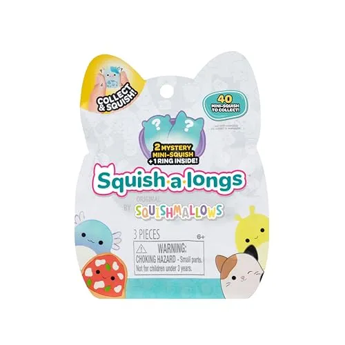 Squishmallows Squish-a-Longs Handtaschen Überraschung, 2 Mini-Squish + 1 Ring, 40 Figuren zum Sammeln, Serie 1