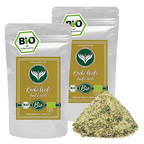 Azafran Bio Knoblauch Knobi Aioli Gewürzzubereitung, Gewürz für Creme Dip & Sauce, BBQ Gewürzmischung 500g