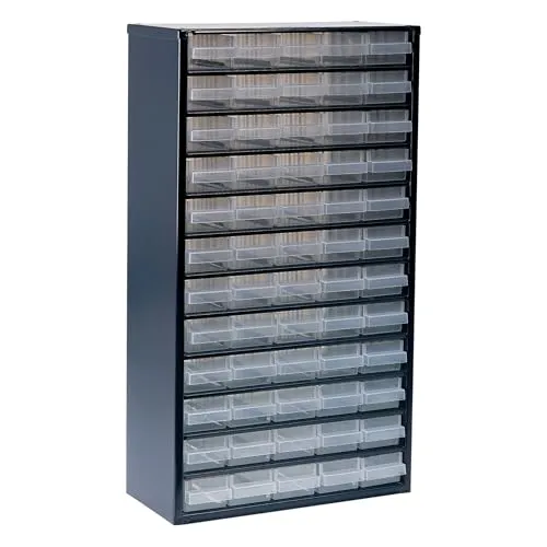 raaco Kleinteilemagazin C12-60 mit 60 Schubladen, Tragkraft 39.6 kg, 15 x 30.6 x 55.2 cm, geeignet für Wandmontage, Schraubenregal für Kleinteile für Werkstatt Ordnungssystem