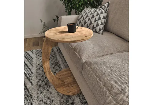 [en.casa] Beistelltisch Holeby - Flexibler Sofatisch auf Rollen - Beistelltisch fürs Wohnzimmer mit C-Form und robusten Rollen für einfache Mobilität. Ideal für kleine Räume, bietet Platz für Snacks und Bücher.