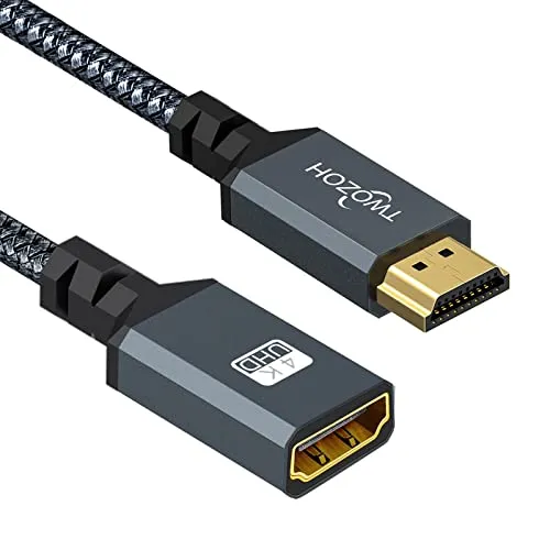 Twozoh HDMI Verlängerungskabel 0,5M, HDMI Stecker auf HDMI Buchse Verlängerung Kabel, HDMI ExtensionTV Stick Adapterkabel mit PS4, PS3, Xbox, 3D/4K