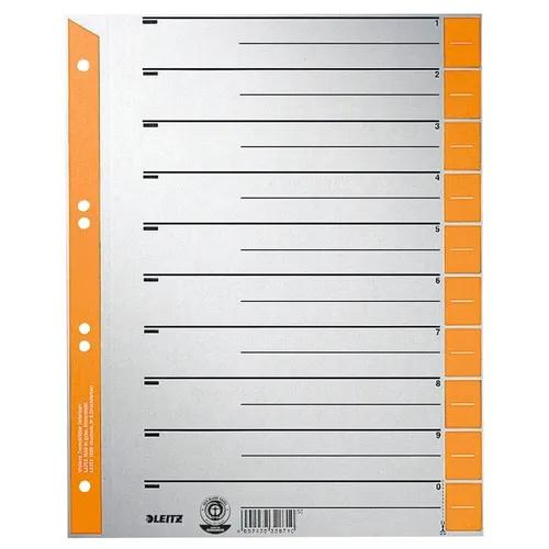 LEITZ Trennblätter A4 Überbreite - Kraftkarton 230g qm, 100 Stück mit orangenen Taben und individuell zuschneidbaren Blanko-Registertaben