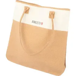 Bonizetti Korktasche Tragetasche CARINA 36cm x 36cm x 9cm Damentasche aus recyceltem Canvas und Kork fein vegane und nachhaltige Handtasche, Henkel... - Naturbelassen