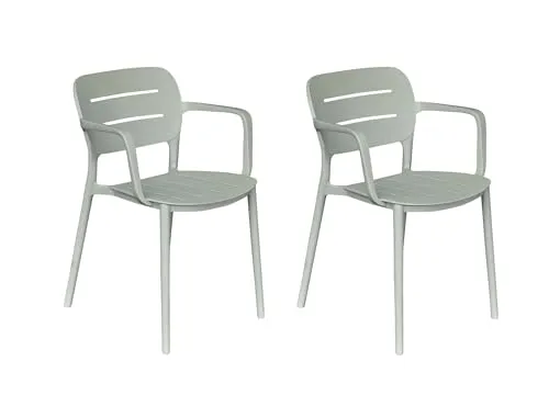 LC Garden Veti Stapelstühle 2er Set - Gartenstühle in Grün - Stapelbare Gartenstühle mit mittelhoher Rückenlehne für besten Sitzkomfort. Ideal für Balkon, Terrasse oder Garten. Robustes Design aus wetterbeständigem Kunststoff, platzsparend und sofort einsatzbereit.