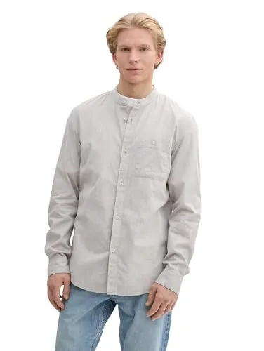 TOM TAILOR Denim Herren Slim Fit Dobby Hemd - T-Shirt für Herren mit Brusttasche, aus pflegeleichtem Dobby-Gewebe, ideal für Freizeit und Büro. Unterstützt nachhaltige Baumwollproduktion.