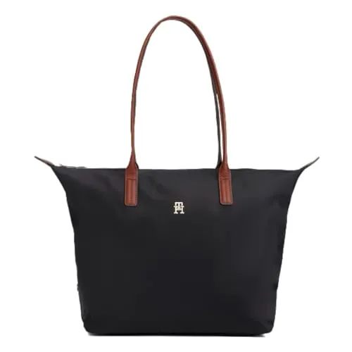 Tommy Hilfiger AW0AW17711 Popette Tasche schwarz - Lässige Handtasche aus strapazierfähigem Nylon mit modernem Design, geräumigem Hauptfach und unverwechselbarem Tommy Hilfiger Stil - perfekt für den Alltag.