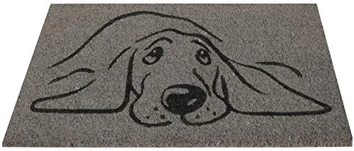 Bestlivings Fußmatte Kokos Schuhabtreter 50x75cm in grau (Hund), Fußabtreter Schmutzfangmatte Türmatte Bodenmatte Läufer Teppich Türvorleger Abtreter