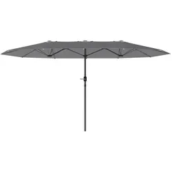 Outsunny Doppelsonnenschirm 436 x 260 cm - Sonnenschirm mit UV-Schutz und Handkurbel, ideal für Balkon und Garten, bietet großzügigen Schatten und ist windfest für maximale Stabilität.