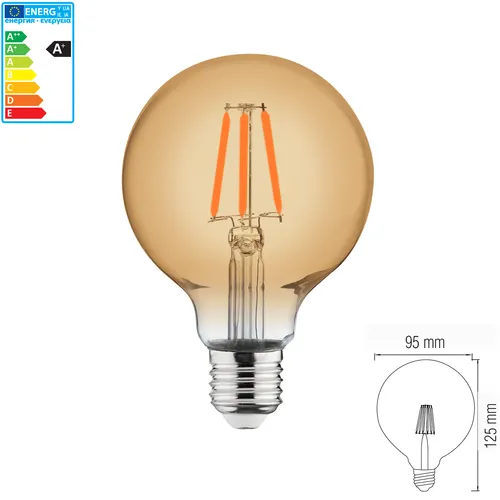 Watt E27 LED Filament Leuchtmittel Kugel Globe G95, Durchmesser 95mm | 650 Lum 8