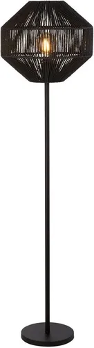 Searchlight Wicker Stehlampe - Matt Black Metal & Rope Shade - Standleuchte mit wechselbarem Leuchtmittel, beeindruckendem Weidenschirm und eleganter Metalloberfläche, die jedem Raum ein besonderes Ambiente verleiht.