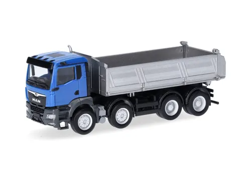 Herpa 1:87 319140 MAN TGS NN Baukipper 4-achs blau/silber NEU OVP