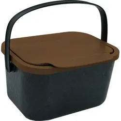 Bioabfallbehälter 4,5 Liter Inhalt schwarz mit braunem Deckel Mini Bini - Braun