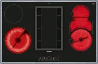 SIEMENS ET845FM11E - iQ500 Elektrokochfeld mit Abzug, 80 cm, 5 Jahre Garantie und Bräterzone für vielseitiges Kochen