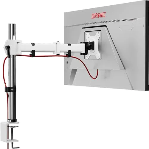 Duronic DM251X3 WE Monitor-Halterung - Ergonomische Monitor-Halterung für 13-27 Zoll Bildschirme, höhenverstellbar und mit integriertem Kabelmanagement für einen aufgeräumten Arbeitsplatz.