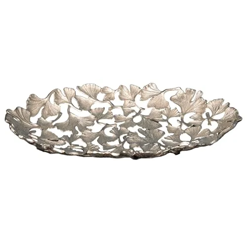 Riess-Ambiente Dekoschale GINKGO LEAFS 50cm silber in silber von Riess-Ambiente
