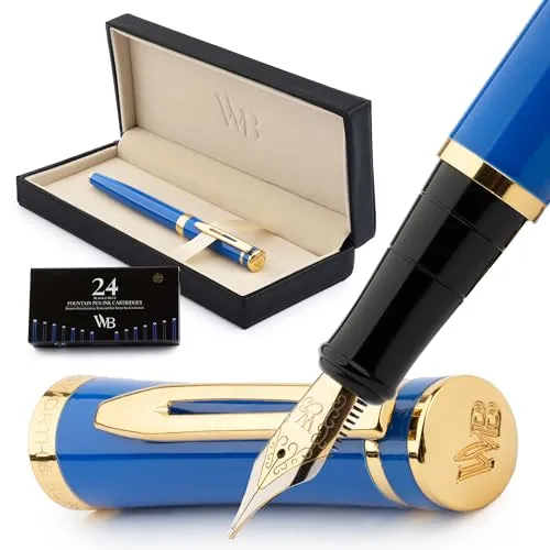 FPE Erudite-Kollektion Gift Case + Free Ink (Medium Nib) Imperial Blue Silber