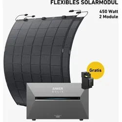Watt Komplettset mit flexiblen Modulen und Anker SOLIX Solarbank 3 E2700 Pro - Effizientes Balkonkraftwerk mit flexiblen Solarmodulen (450 W) und Anker SOLIX Solarbank 3 E2700 Pro. 2,7 kWh Speicherkapazität, ideal für unterschiedliche Oberflächen und Wetterbedingungen. Inklusive Smart Meter für intelligente Energiesteuerung.