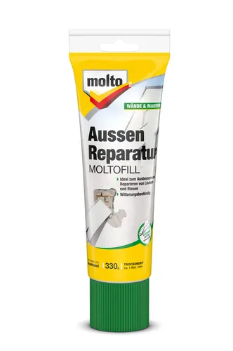 Molto Spachtelmasse 5087690, Aussen Reparatur, weiß, für Fassaden, Außenbereich, 330g