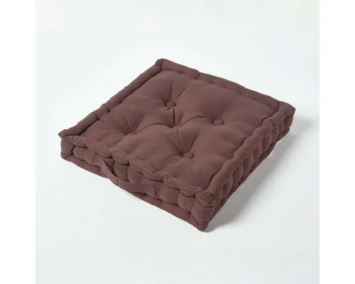 Homescapes Bodenkissen 40 x 40 cm - Unifarben Braun - Kissen in 40 x 40 cm aus 100% Kaliko Baumwolle, ideal als Bodenkissen oder Sitzkissen. Mit praktischen Tragegriff für überall, bequem und dekorativ.