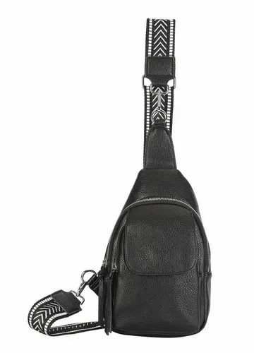 ITALYSHOP24 Schultertasche Damen CrossOver Body bag Sling Brusttasche Umhängetasche Leder Optik (Spar-Set Crossover mit Brustgurt, Brustgurt Schultergurt mit verschiedenen Muster, austauschbar), Rucksack, langes Riemen, leicht, viele Fächer, RV-Fach Rückseite