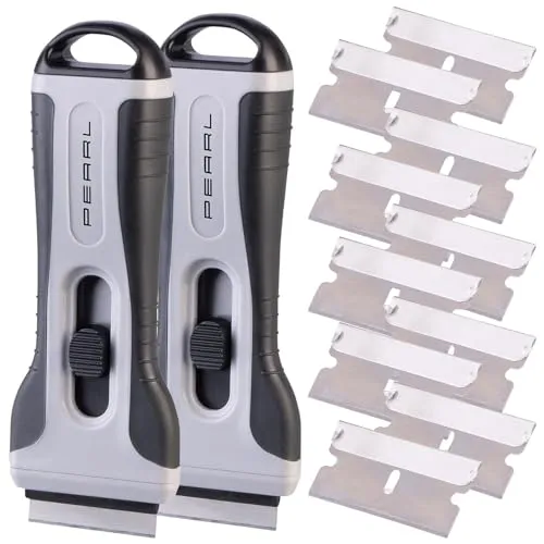 PEARL Schaber für Ceranfeld: 2er-Set Profi-Kochfeldschaber mit Soft-Touch-Griff und 4 Ersatzklingen (Schaber für Induktionskochfeld, Glaskeramikherd, Kratzer Entferner)