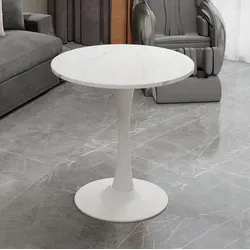 Runder Tisch Aus Kunstmarmor Weiß, Modern-minimalistisch, Vielseitig Als Beistell- Oder Kleiner Esstisch