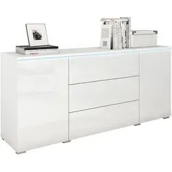P & B Sideboard Vera in Weiß Hochglanz mit Beleuchtung
