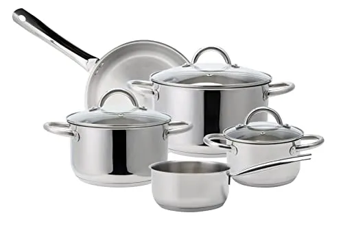 ECHTWERK Induktion Kochtopf-Set, 8-teiliges Edelstahl Kochgeschirr - Hochwertiges Topf- & Pfannenset aus rostfreiem Edelstahl mit gleichmäßiger Hitzeverteilung. Ideal für alle Herdarten, inklusive Induktion, und ausgestattet mit ergonomischen Griffen.