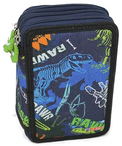 Rheita Schüleretui Federmappe 3-Fach, 52-TLG. Motiv Dino