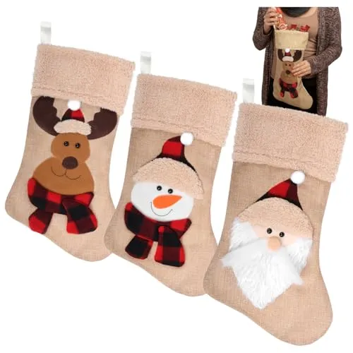 com-four® 3X Premium Weihnachtsstrumpf XL aus Jute von COM-FOUR