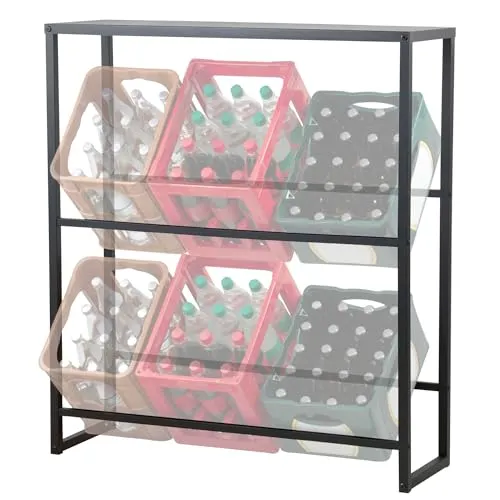 Zelsius Getränkekistenregal für 6 Kisten - Praktisches Getränkeregal mit stabiler Stahlkonstruktion, bietet Platz für 6 Kisten und eine zusätzliche Ablage für Ordnung in Ihrem Getränkelager.