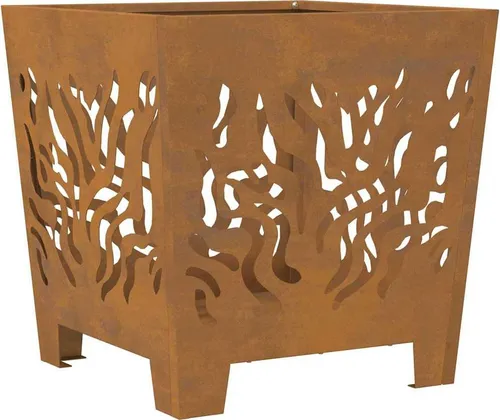 vidaXL Quadratische Feuerstelle 40x40 cm aus Cortenstahl - Rustikale Feuerstelle aus wetterfestem Stahl, ideal für Terrasse und Garten. Robust und rostfrei, sorgt für gemütliche Wärme und Atmosphäre bei Outdoor-Events.