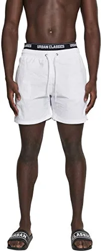Urban Classics Herren Shorts Two in One Swim - Weiß Blk/Wht 00863 (XX-Large) - Badeshorts für Herren mit integrierter Boxershorts, elastischem Bund und praktischen Taschen. Ideal zum Schwimmen oder Sport - vielseitig und bequem!