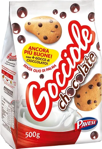 Pavesi Barilla Gocciole Kekse 500 g - Kekse & Kleingebäck, italienische Schokoladenstückchen-Kekse, ideal für den perfekten Snack zwischendurch.