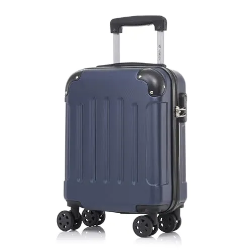 yonsly Koffer Suitcase S Dunkelblau - Handgepäck Trolley mit 4 Rollen - Robuster Hartschalenreisekoffer mit 360°-Doppelrollen für mühelose Mobilität. Integriertes Sicherheitsschloss und ergonomischer Gummigriff sorgen für komfortables Reisen und hohen Schutz Ihrer Gegenstände.