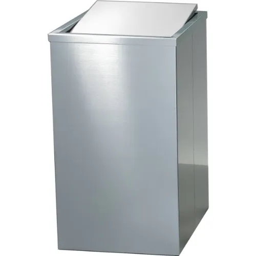 Decor Walther DW 215 Wäschebehälter aus poliertem Edelstahl - Eleganter Wäschebehälter in Edelstahl-Optik mit Schwingdeckel, ideal für ein modernes Badezimmer, Höhe: 58 cm, Breite: 32 cm, Tiefe: 32 cm
