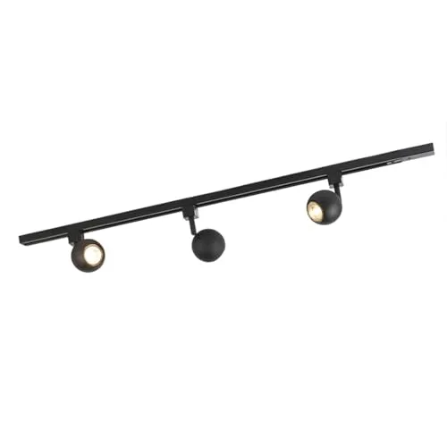 QAZQA Modern Schienensystem Gissi 3-flammig - Moderne Deckenstrahler für stilvolle Innenbeleuchtung. Dimmbar und ideal für Wohnzimmer, Schlafzimmer und mehr. Elegantes schwarzes Design für jeden Raum.