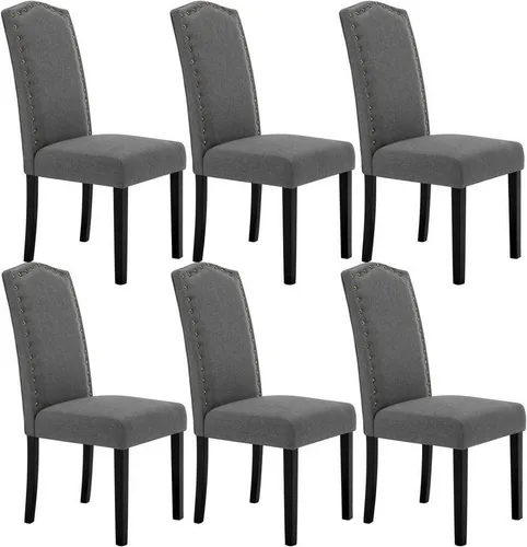 Woltu 4-Fußstuhl Set (6 St) - Esszimmerstühle mit gepolsterter Rückenlehne in Grau - Set aus 6 modernen Esszimmerstühlen mit stabilen 4-Fuß-Gestell, gepolsterter Sitzfläche und Rückenlehne. Ideal für verschiedene Bodenbeläge, pflegeleicht und langlebig.
