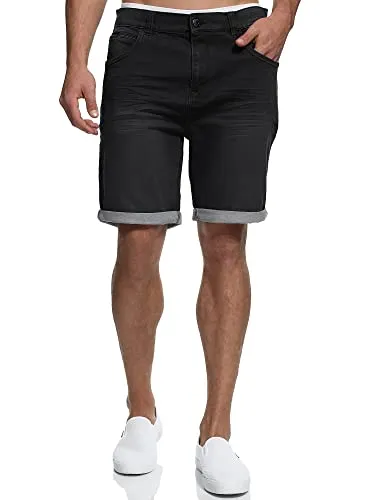 Indicode Herren Lonar Jeans Shorts | Stylische Herrenshorts im Used Look Black, M - Moderne Herren Jeans-Shorts von INDICODE aus hochwertiger Baumwollmischung. Leicht und luftig, ideal für den Sommer. Die 5-Pocket-Form und der lockere Schnitt bieten Komfort und Bewegungsfreiheit für einen lässigen Look.