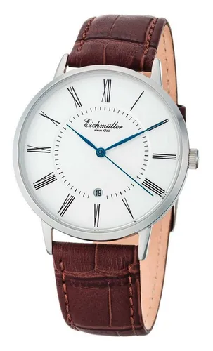 Eichmüller Quarzuhr Slim Herrenuhr 3032-02 - Elegante Armbanduhr für Herren mit 41 mm Gehäuse, edlem Lederband in Braun und wasserdicht bis 5 atm – ideal für stilbewusste Männer.