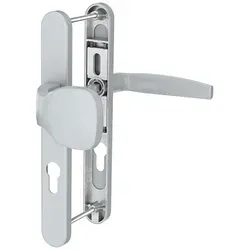 MS Beschläge Langschild PZ Schmalrahmengarnitur 92mm Silber Knopf/Drücker - Hochwertige Türsicherung aus Aluminium, ideal für Haustüren. Mit fest-drehbar gelagerten Drückern und dreifach verschraubter Konstruktion für maximale Langlebigkeit und verdeckte Verschraubung.