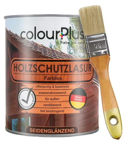 colourPlus Holzschutzlasur 750 ml, Farblos – Holzlasur für außen, wetterfest & offenporig, UV- & Witterungsschutz für Zäune, Gartenmöbel & Fassaden