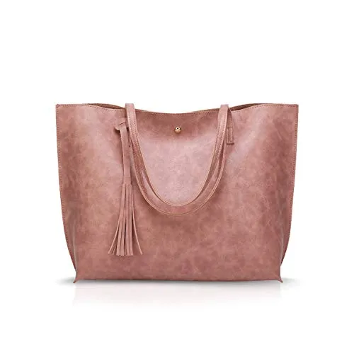 NICOLE&DORIS Damen Tote Tasche Handtasche Schultertasche aus PU-Leder Umhängetaschen Mode große Handtasche Rosa