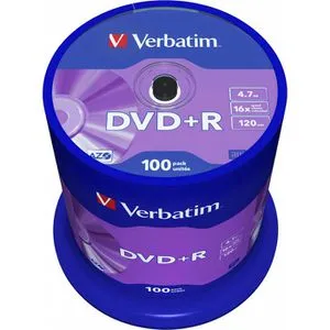 Verbatim 43551 DVD+R Rohling 4.7 GB Spindel - 100 Stück - Rohlinge: Hohe Speicherkapazität von 4.7 GB pro Disc, ideal für die Speicherung von Videos, Musik und Daten.