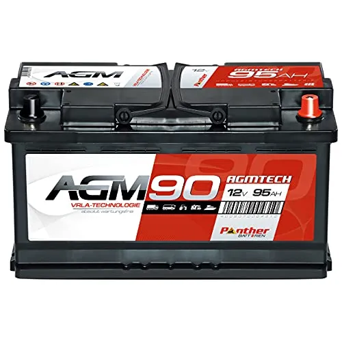 Panther Solarbatterie AGM90 12V 90Ah - Hochleistungs-Autobatterie für Solar- und Bootsanwendungen, wartungsfrei und zyklenfest mit neuester AGM-Technologie für zuverlässige Energieversorgung.