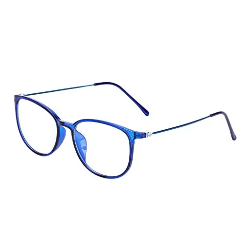 Retro Brille ohne stärke Student Slim-Brille Damen Herren Nerdbrille Linsen Brillenfassung clear lens Dekobrillen modisch rund Streberbrille Strahlenschutz lesebrille für Computer PC mit Brillenetui