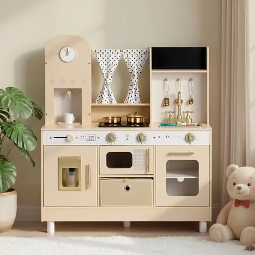 VEVOR Spielküche für Kinder – Moderne Holzküche mit Licht & Sound