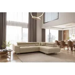 Kaiser Möbel Ecksofa Creme mit Schlaffunktion